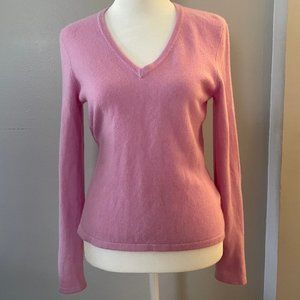 Cashmere Barbie Pink V-Neck Sweater Lands' End Size Small